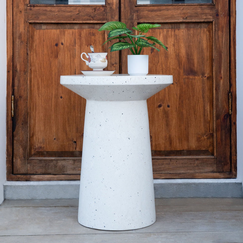 Terrazzo Outdoor Side Table - White by HouseOfZazla