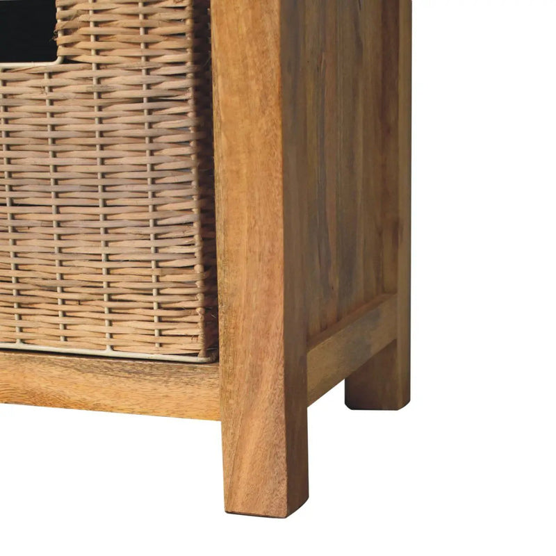 Rattan Basket Linen Bench - Brown by HouseOfZazla
