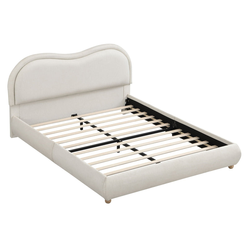 Upholstered Platform Bed Frame With Curved Headboard by HouseOfZazla
