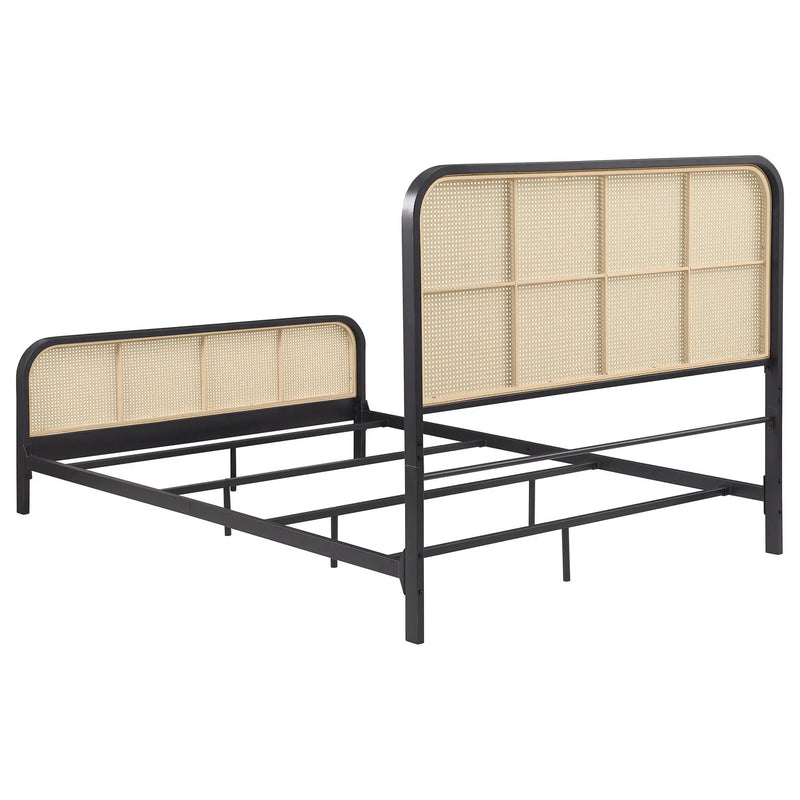 Lanewood Open Cane Webbing Metal Queen Bed Black by Unique Piece Furniture