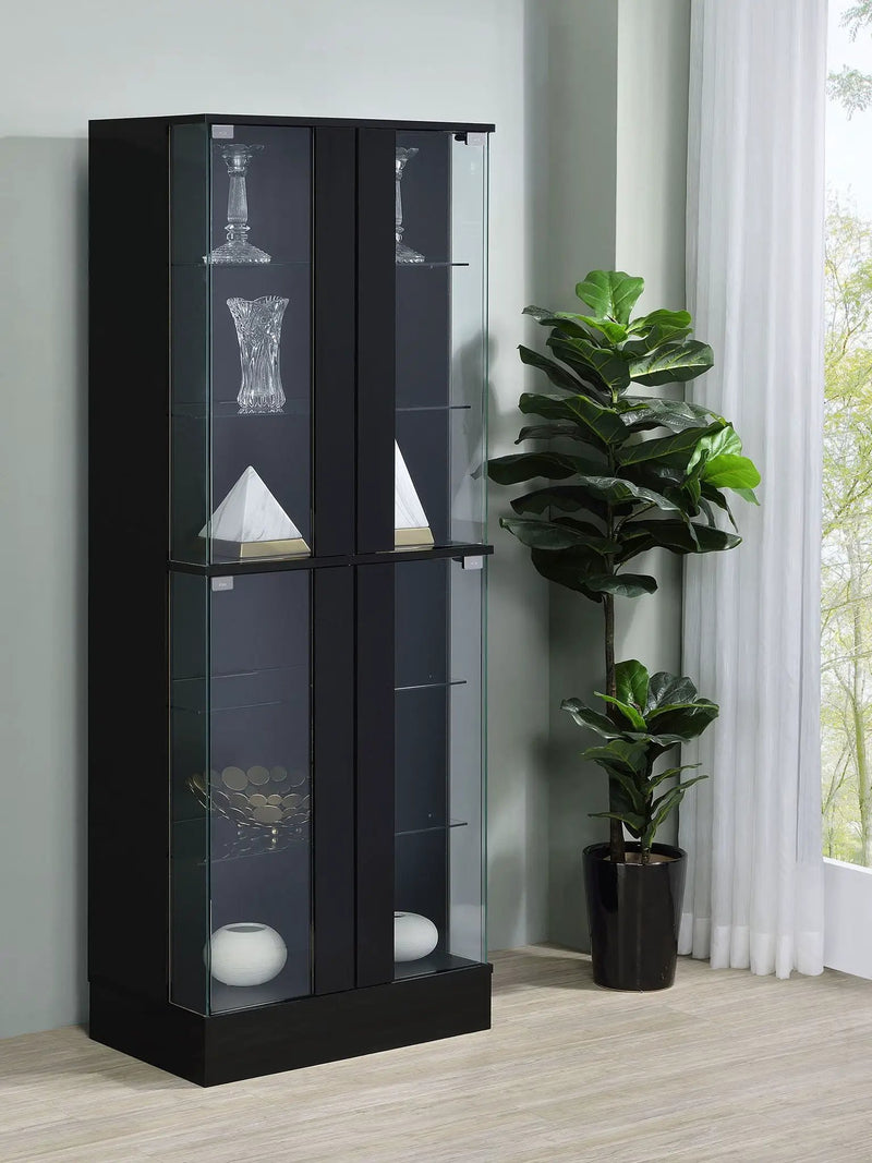 Cabra 4-door LED Curio Display Cabinet Black High Gloss by Unique Piece Furniture