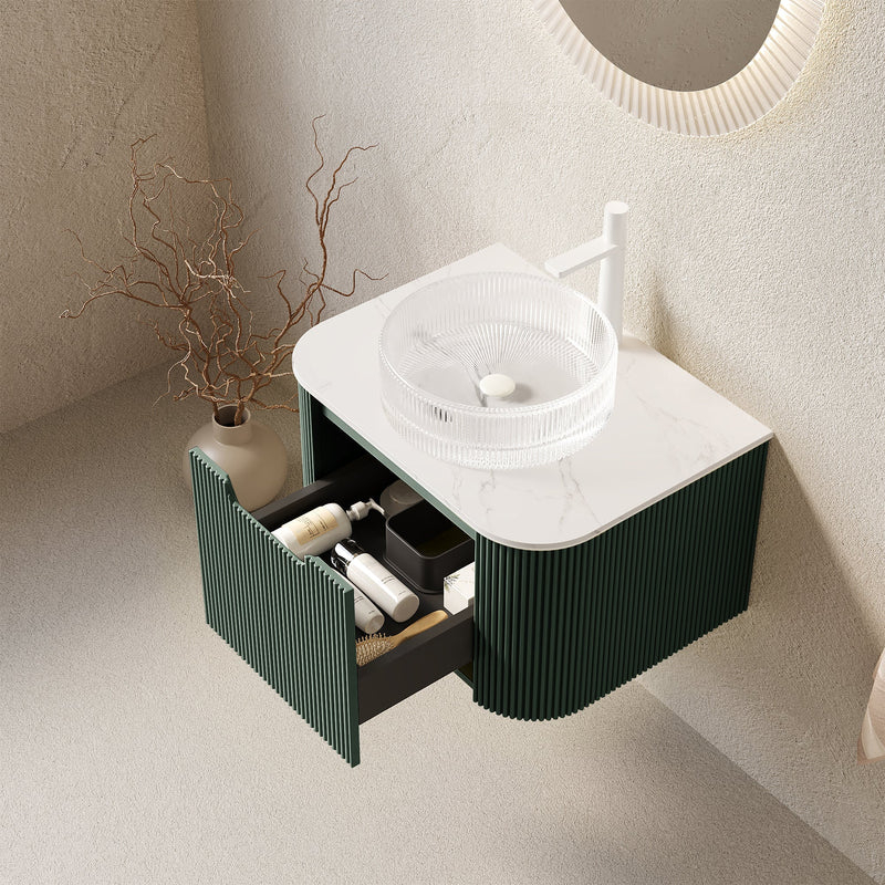 DINA 24" Floating Bathroom Vanity with Crystal Glass Basin by HouseOfZazla