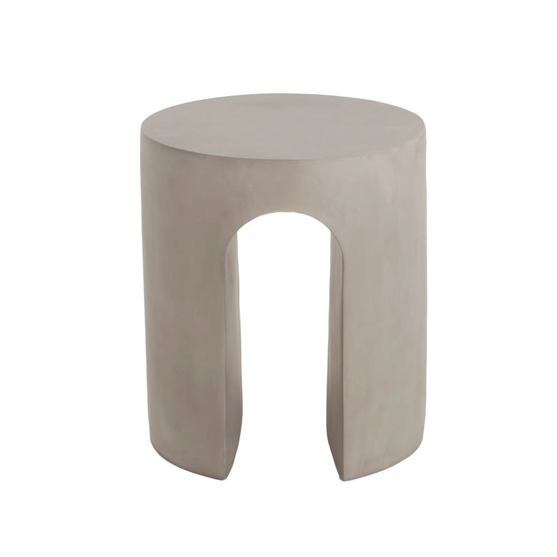 Outdoor MGO Round U-Shape Side Table Light Grey by HouseOfZazla
