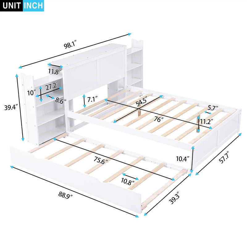 Storage Platform Bed With Pull Out Shelves And Trundle by Unique Piece Furniture