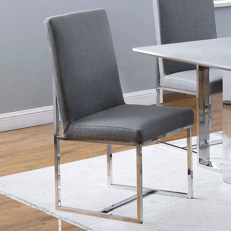 Mackinnon Upholstered Dining Side Chair Grey (Set of 2) by Unique Piece Furniture