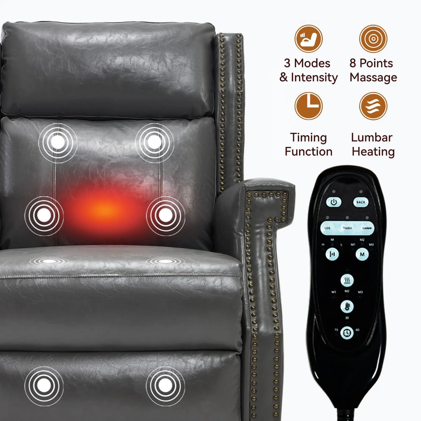 Manual Recliner Chair With Heavy Duty Motion Mechanism, 8 Vibrating Nodes And 3 Massage Modes For Living Room by HouseOfZazla