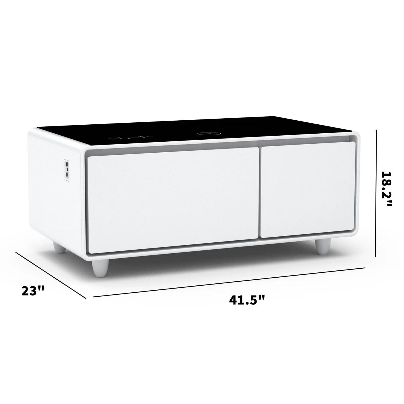 Modern Smart Coffee Table With Built-In Fridge - tooth Speaker, Wireless Charging, Touch Control Panel, USB Interface, Outlet Protection, Atmosphere Light by Unique Piece Furniture