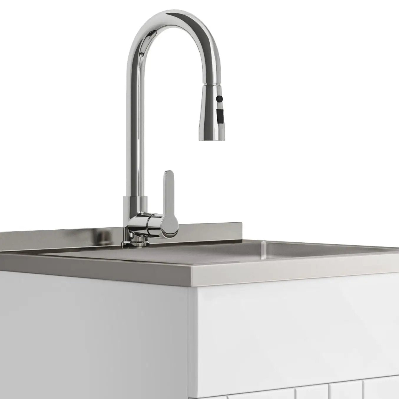 Shaker - Modern Wide, Laundry Cabinet With Faucet And Stainless Steel Sink by Unique Piece Furniture