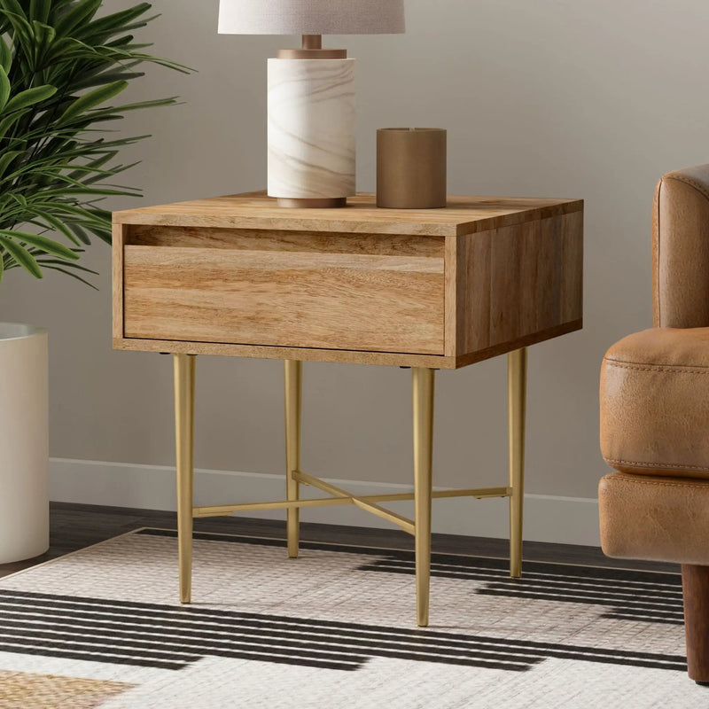 Fallon - End Table With Drawer - Natural by HouseOfZazla
