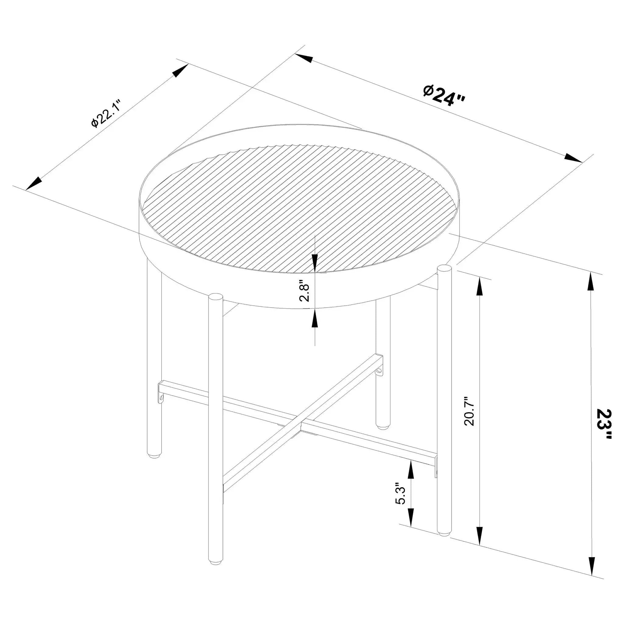 Ozella Round End Side Table with Recessed Top Sandy Black by Unique Piece Furniture