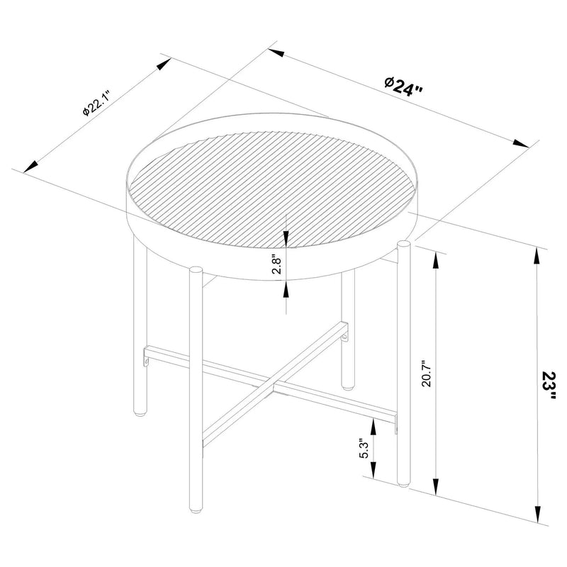 Ozella Round End Side Table with Recessed Top Sandy Black by Unique Piece Furniture