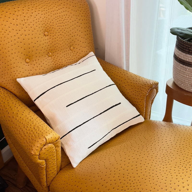 Crossing Lines White Sadza Pillow, photo 2 of 3