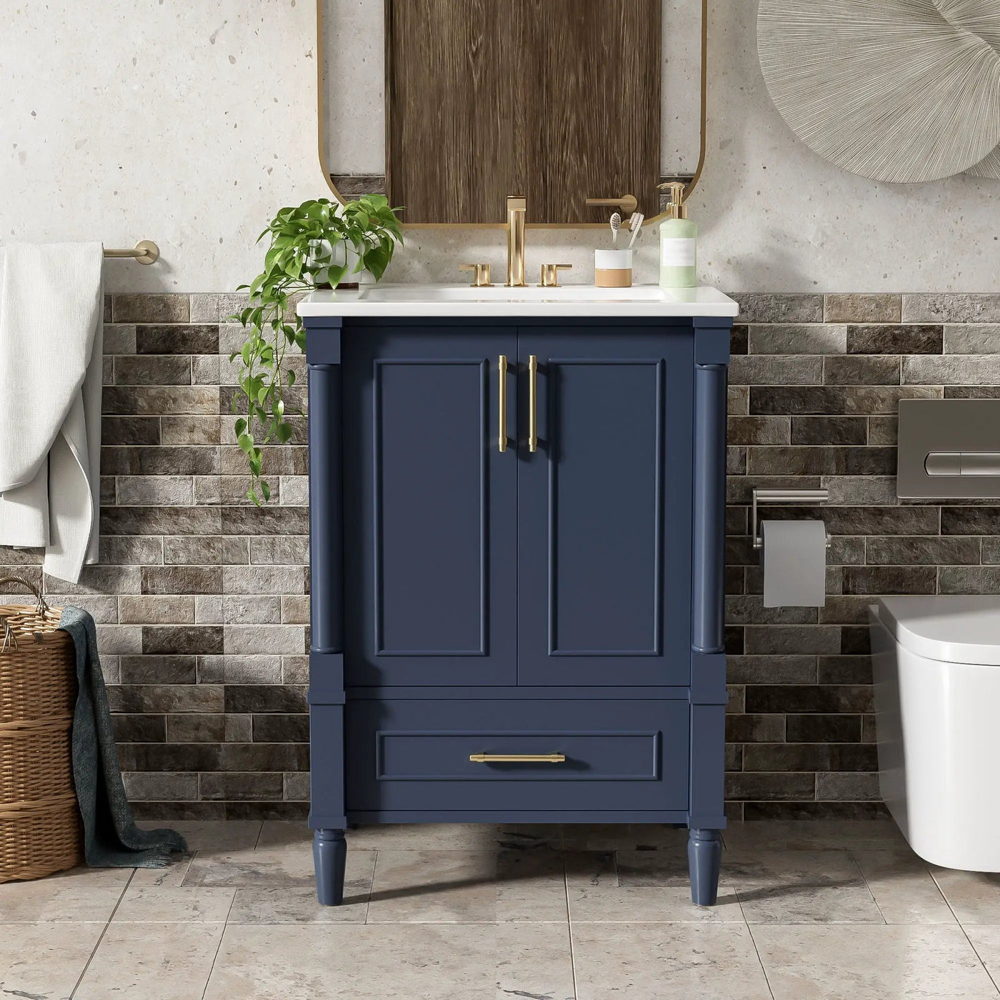 Bathroom Vanity With Ornate French Cylinder Legs, Soft Close Drawer by HouseOfZazla