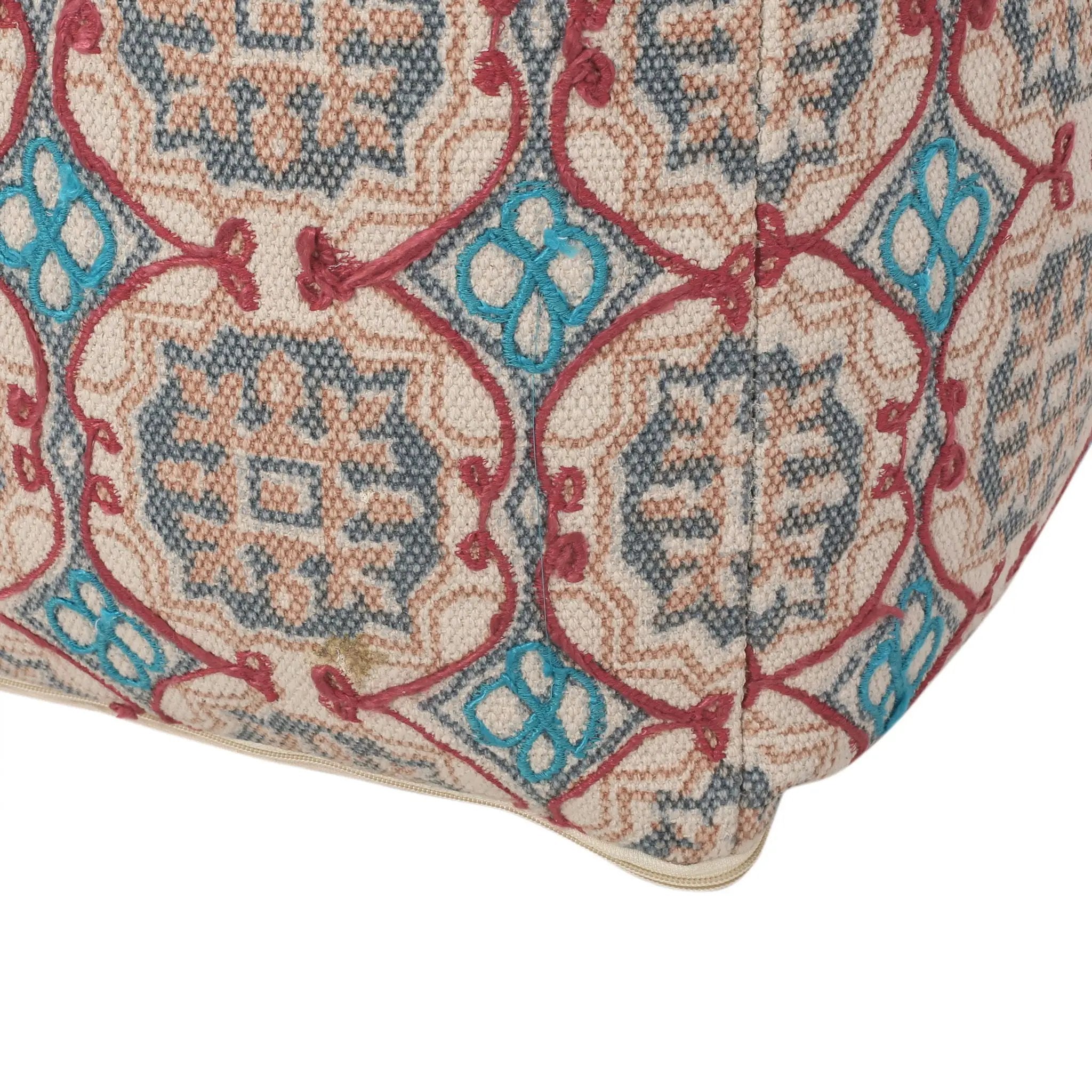 Amelia - Handcrafted Fabric Pouf, Rustic Elegance - Multicolored by HouseOfZazla