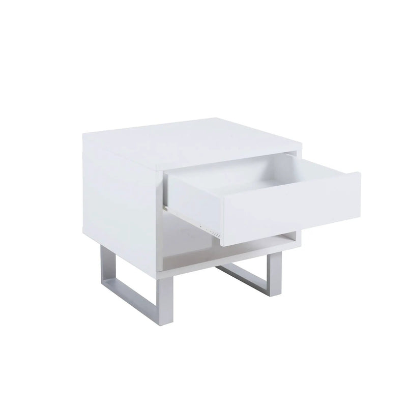 1 Drawer End Table With U-Shaped Legs - White by HouseOfZazla