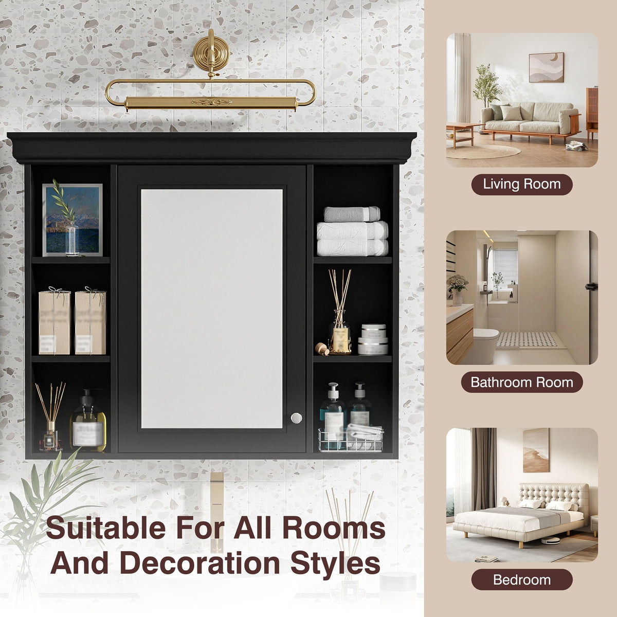 Wall Mounted Bathroom Storage Cabinet with Mirror Door - 35.5" Wide, photo 22 of 40
