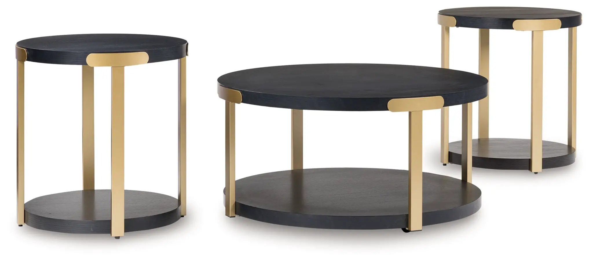 Shylore - Occasional Table Set (Set of 3) - Black / Brass Finish by Unique Piece Furniture