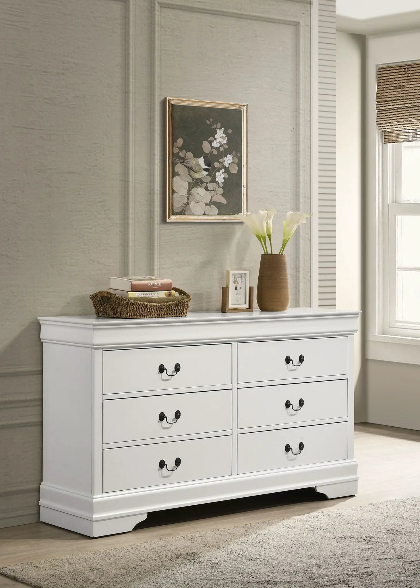 Louis Philippe 6-drawer Dresser White by Unique Piece Furniture