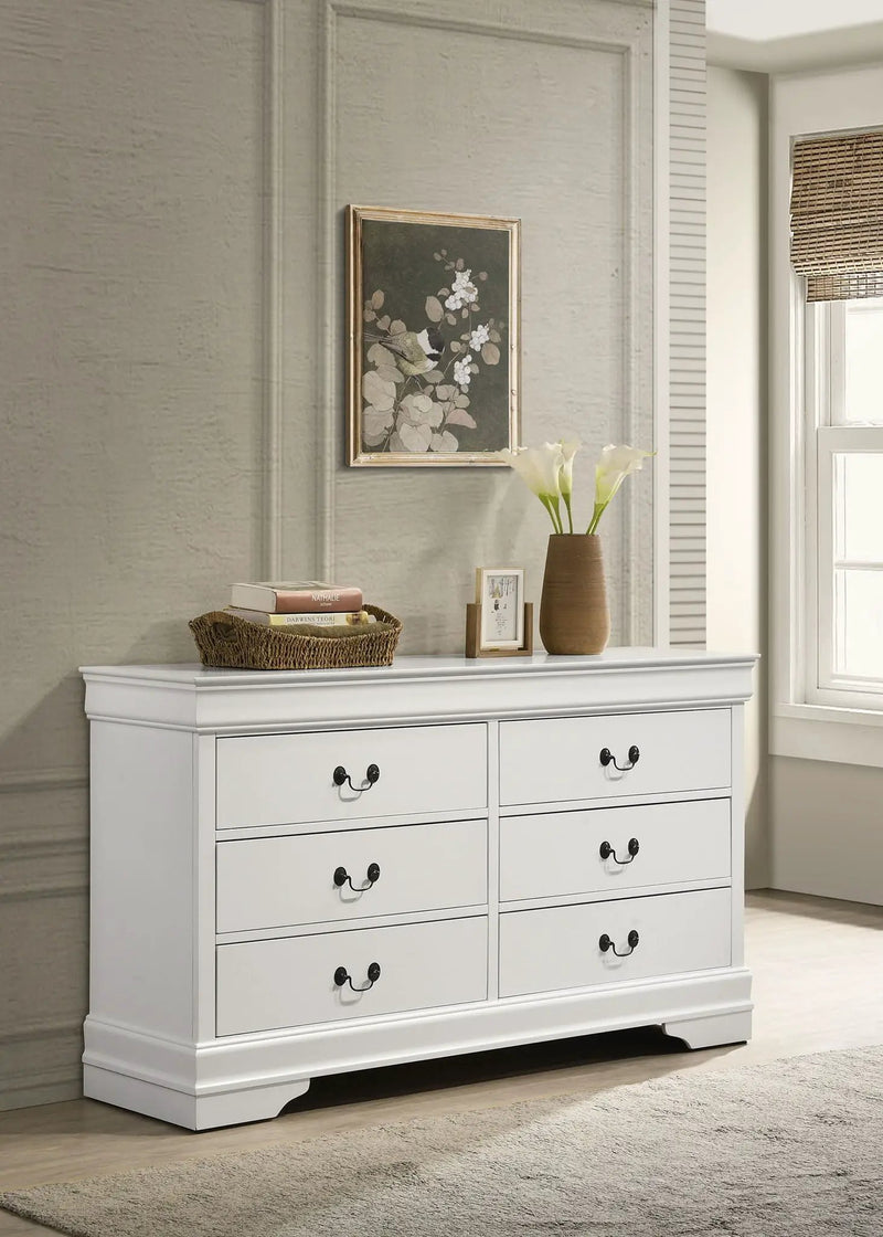 Louis Philippe 6-drawer Dresser White by Unique Piece Furniture