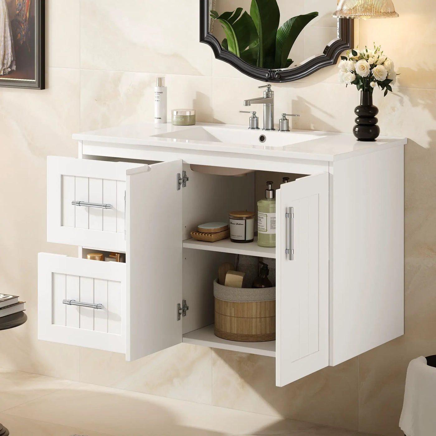 Wall Mounted Bathroom Vanity & Sink, 2 Drawers by HouseOfZazla