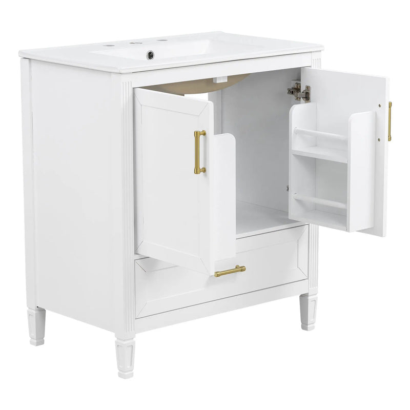 Elegant Fluted Bathroom Vanity With Sink, Soft Close Doors & Drawer by HouseOfZazla