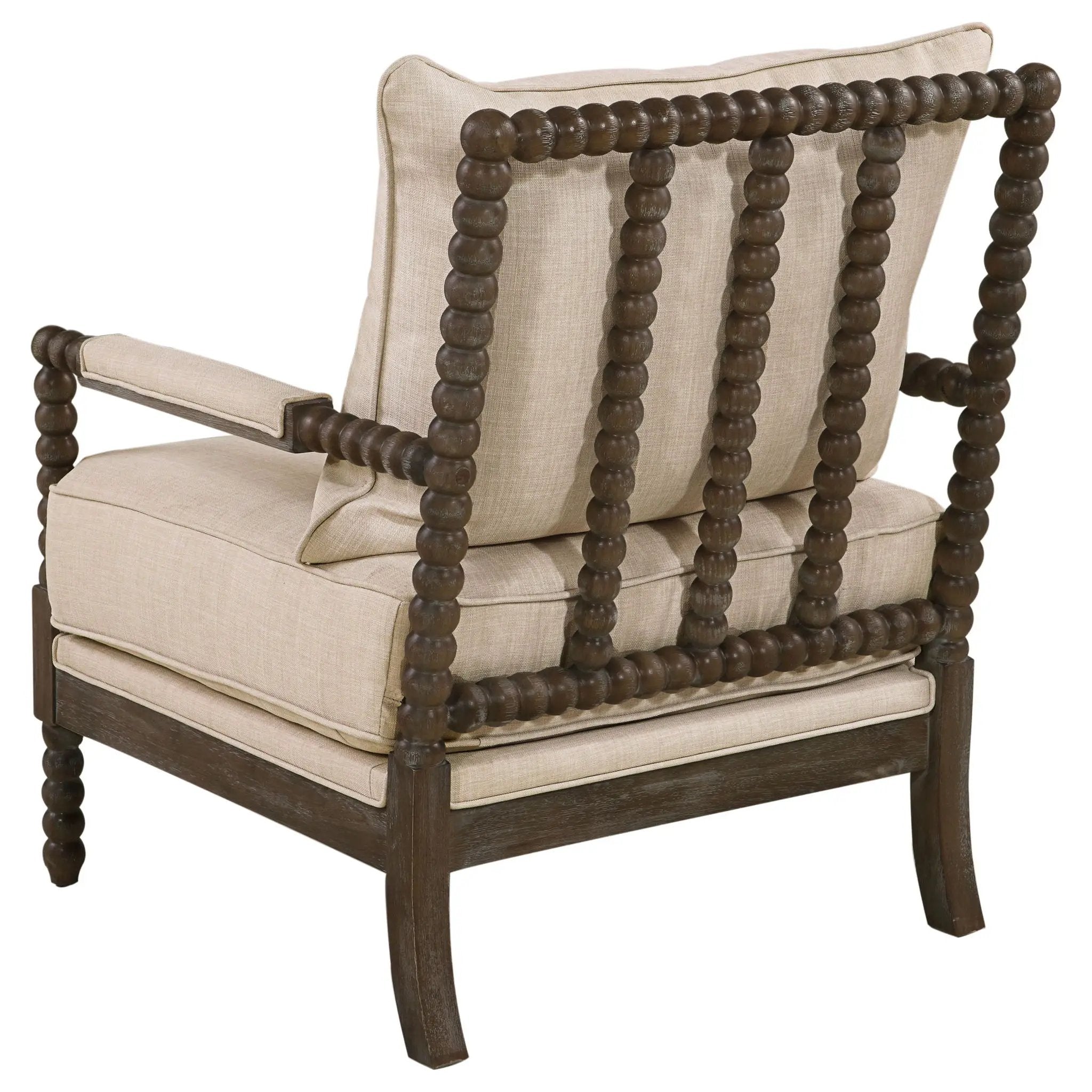 Blanchett Upholstered Bobbin Accent Chair Beige and Distressed Brown by Unique Piece Furniture