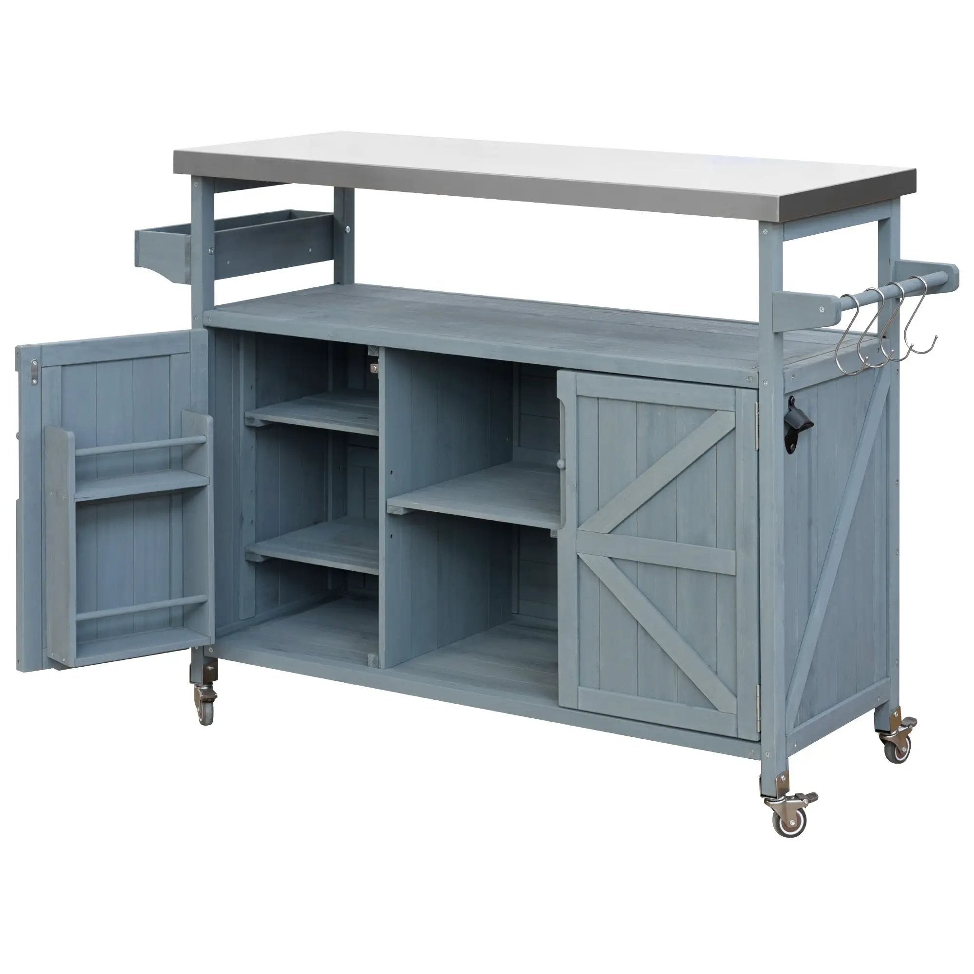K&K Outdoor Kitchen Island, Rolling Bar Cart & Storage Cabinet by HouseOfZazla