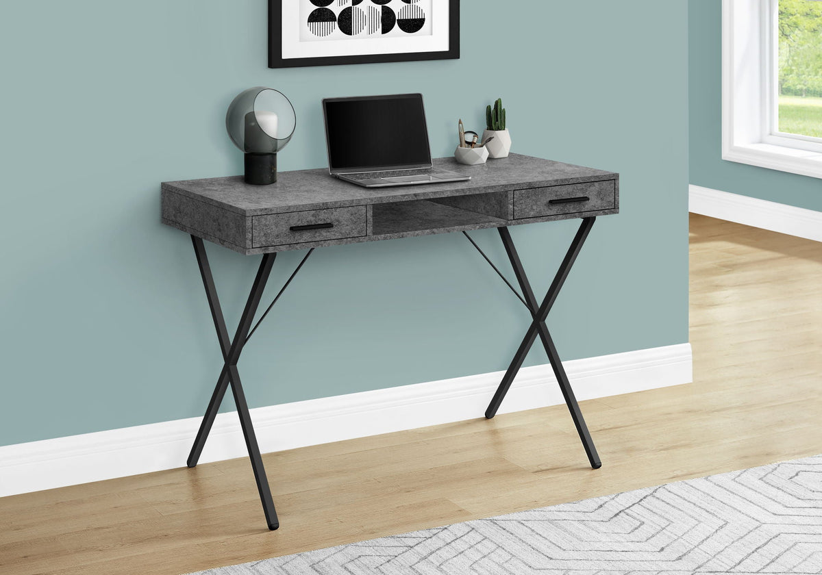 Contemporary Computer Desk with Storage Drawers - Metal & Wood, photo 13 of 20