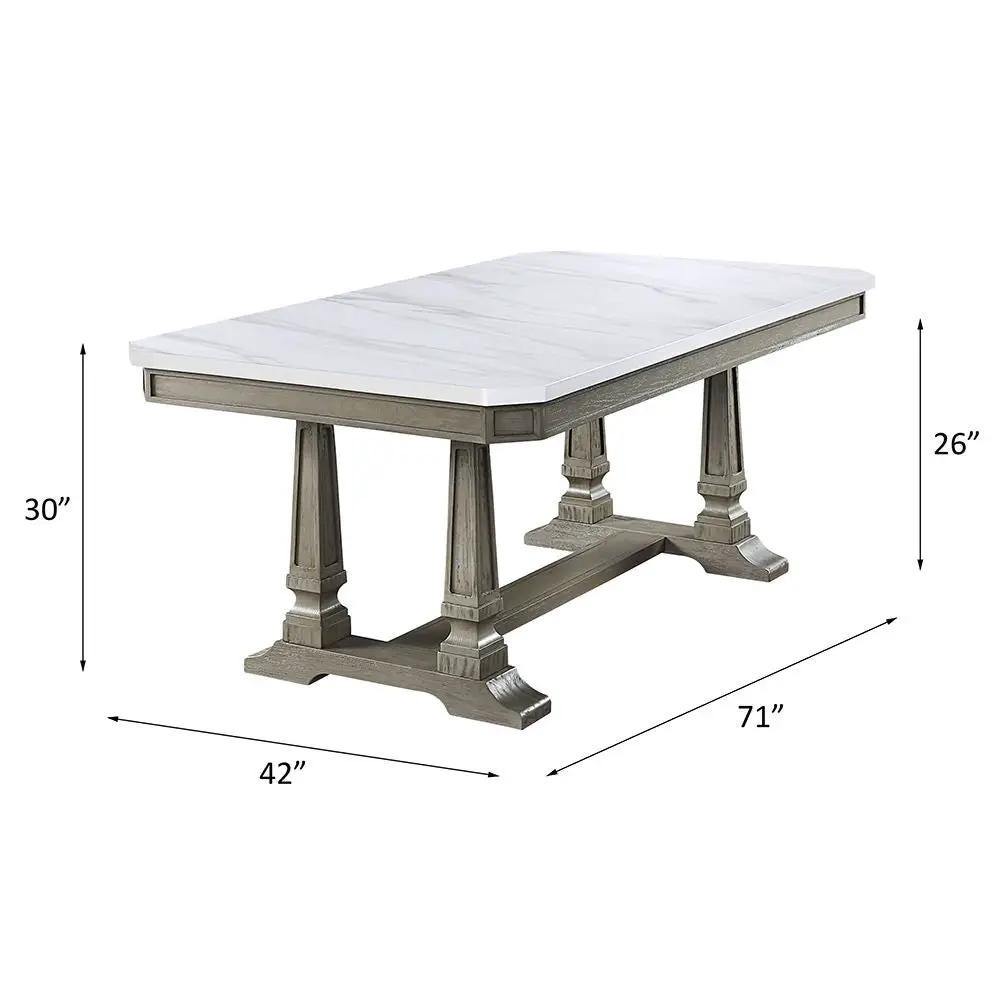 Zumala - Dining Table - Marble Top & Weathered Oak by Unique Piece Furniture