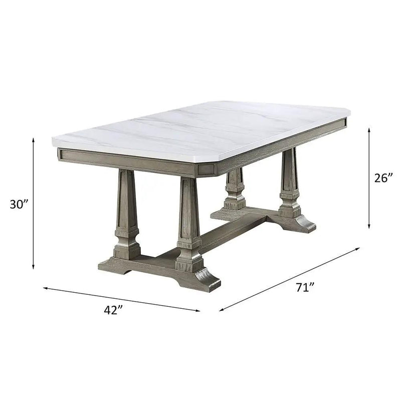 Zumala - Dining Table - Marble Top & Weathered Oak by Unique Piece Furniture