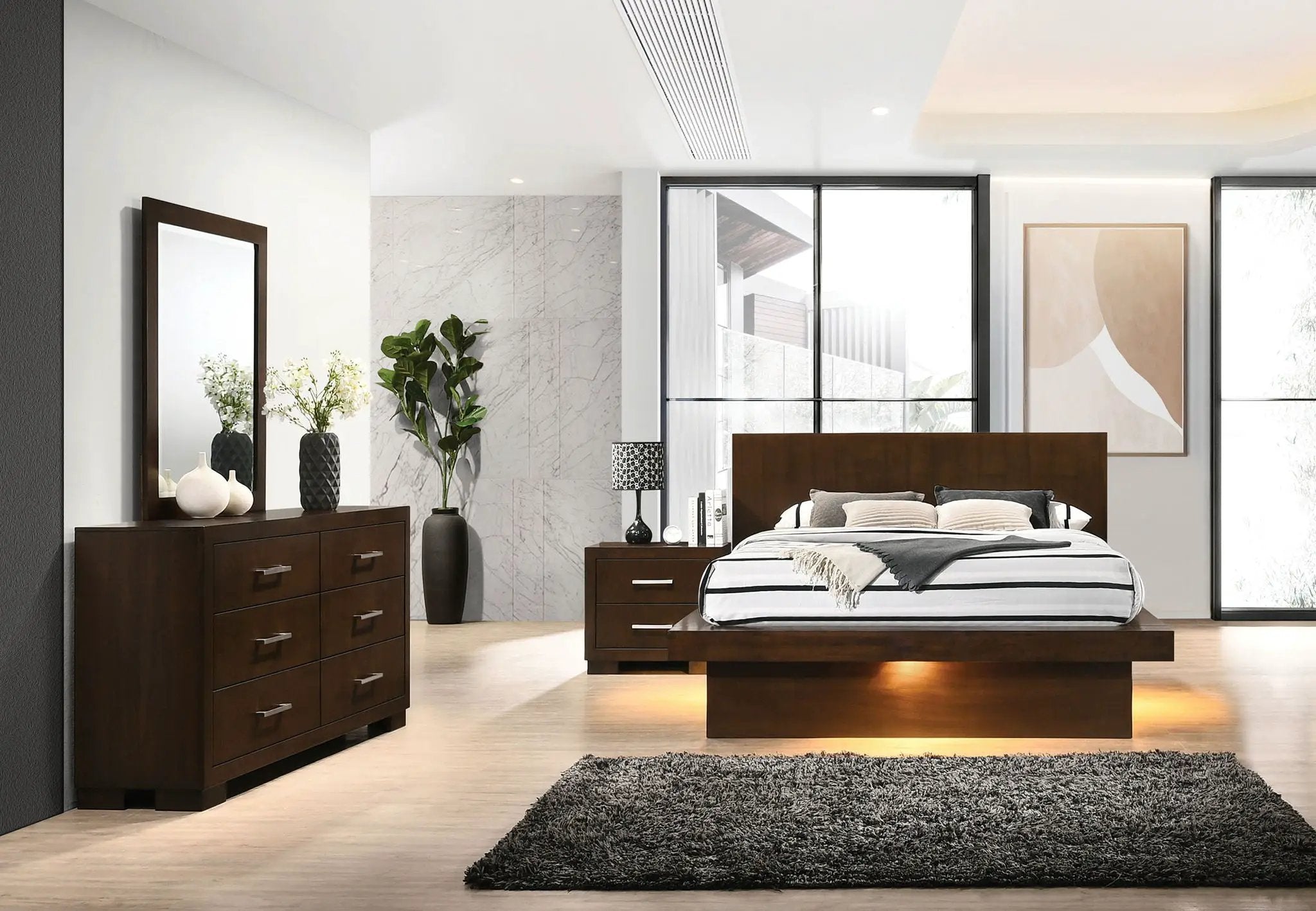 Jessica 4-piece Queen LED Bedroom Set Cappuccino by Unique Piece Furniture