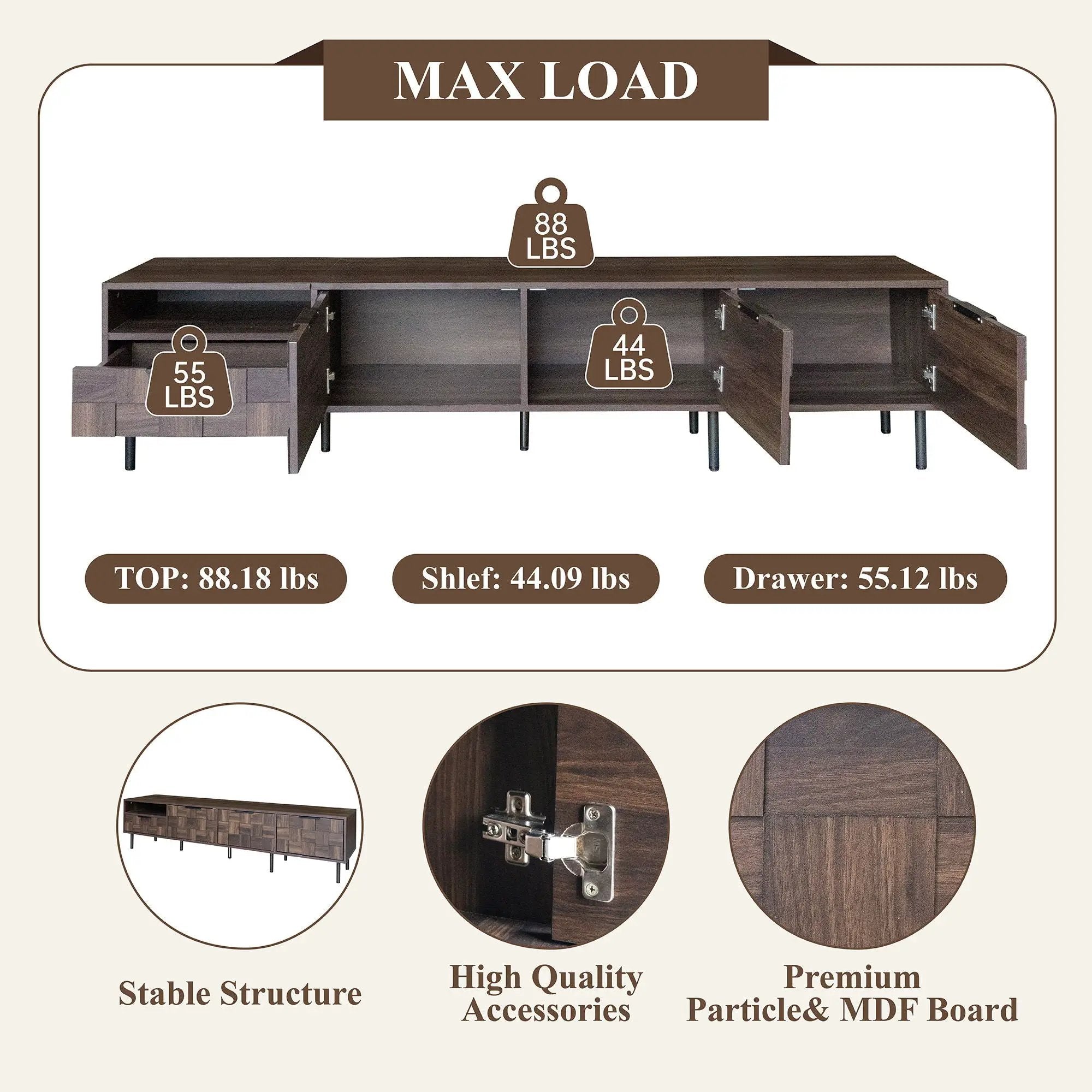 78" TV Stand With Storage Cabinets For Living Room - Walnut by HouseOfZazla