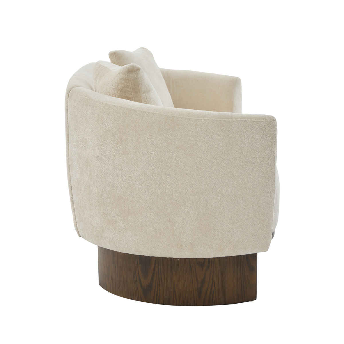 81 in. Curved Boucle Sofa with Wooden Base - Boucle Upholstery, photo 10 of 10