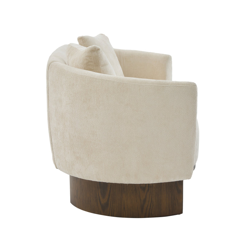 81 in. Curved Boucle Sofa with Wooden Base - Boucle Upholstery, photo 10 of 10
