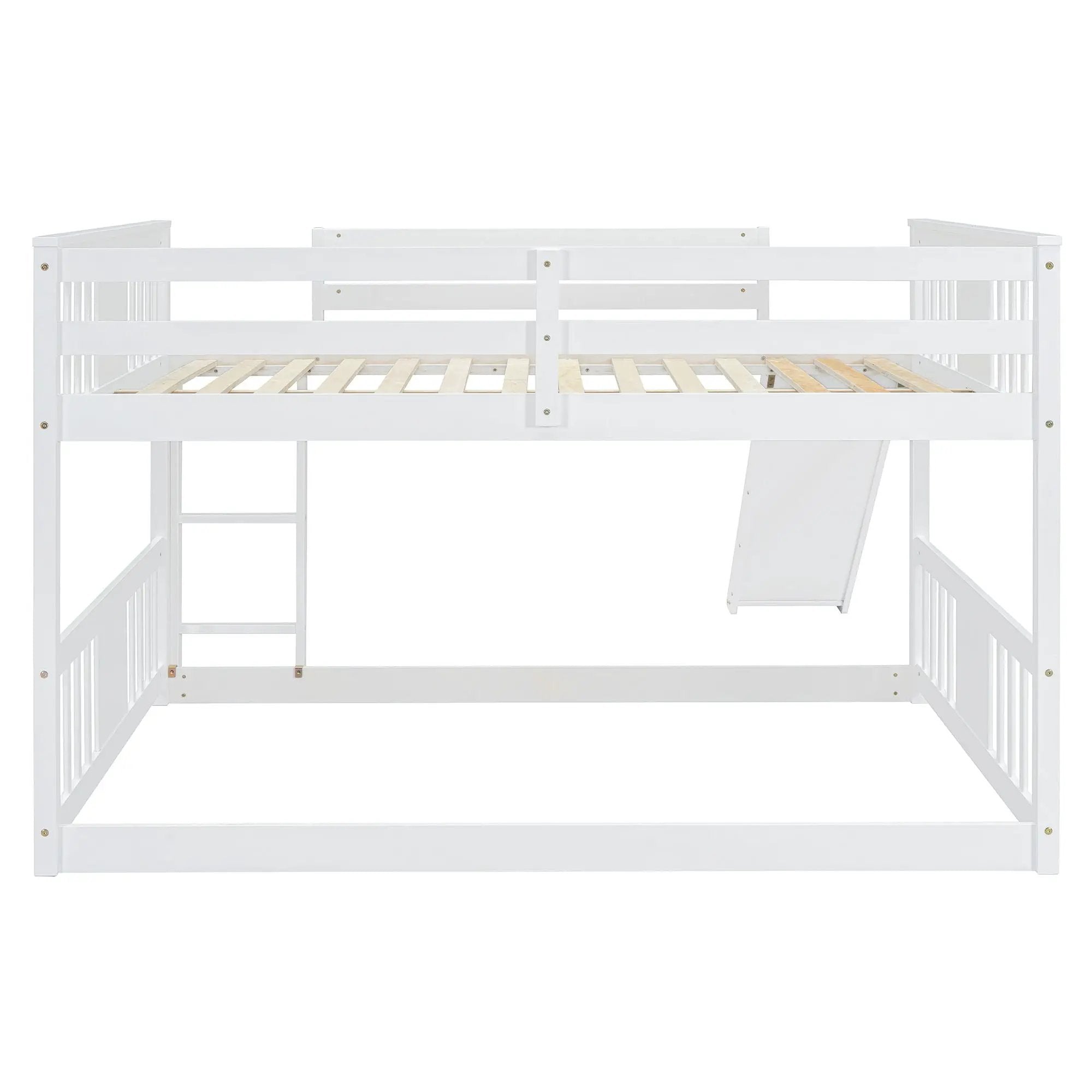 Full Over Full Bunk Bed With Ladder With Slide - White by Unique Piece Furniture