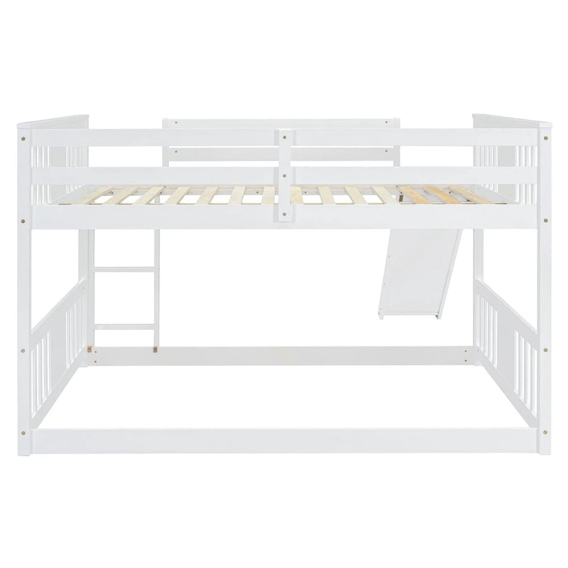 Full Over Full Bunk Bed With Ladder With Slide - White by Unique Piece Furniture