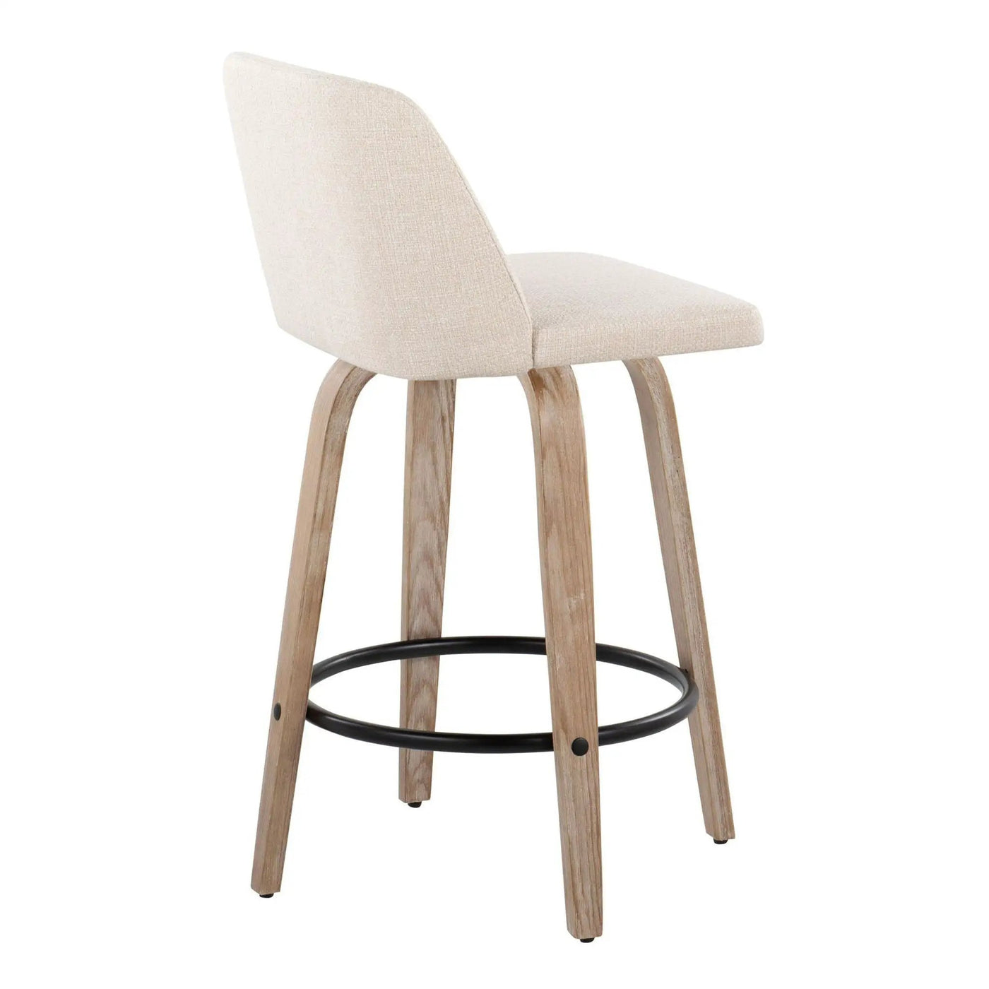 Toriano - Contemporary Fixed-Height Counter Stool & Swivel With Round Footrest (Set of 2) by HouseOfZazla