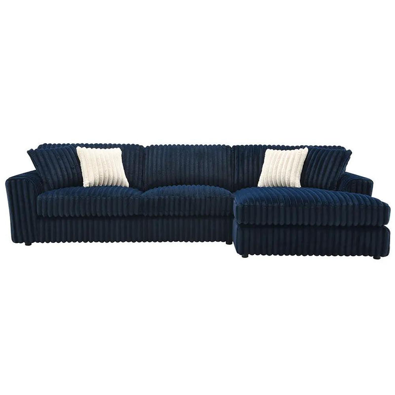 Breton - Sectional Sofa With 4 Pillows - Blue Corduroy by Unique Piece Furniture