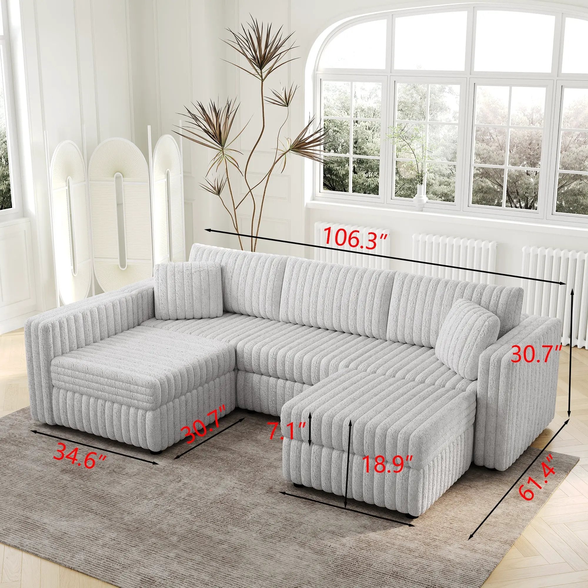 106.3" U-Shaped 4-Person Sofa with Ottoman by HouseOfZazla
