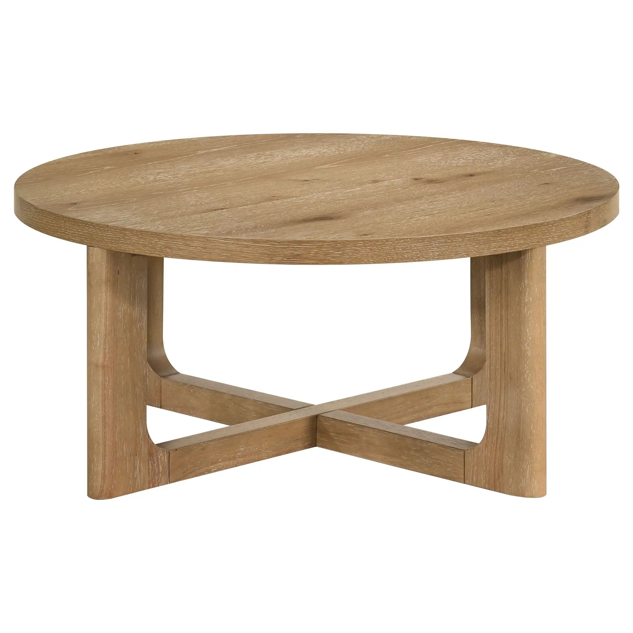 Kessler Round Sculptural Wood Coffee Table Light Oak by Unique Piece Furniture