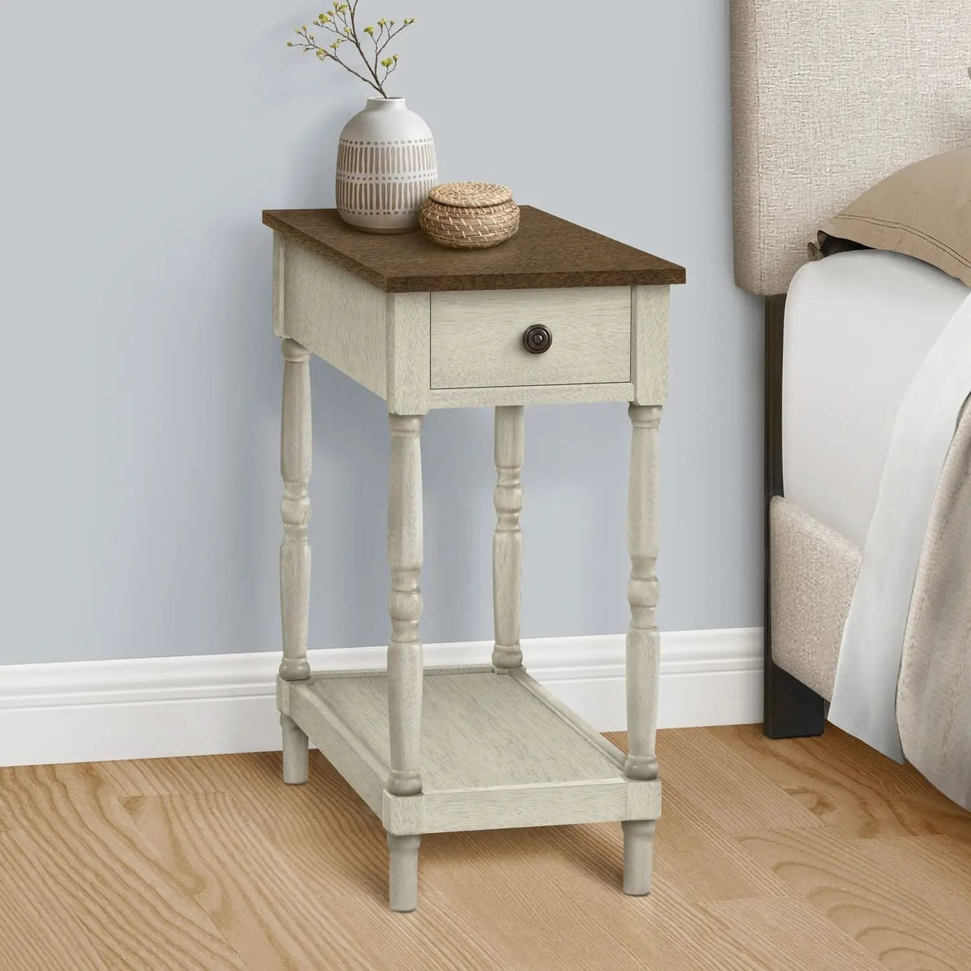 Accent End Table, 2 Tier, Storage Drawer, Traditional Stylish Design by Unique Piece Furniture