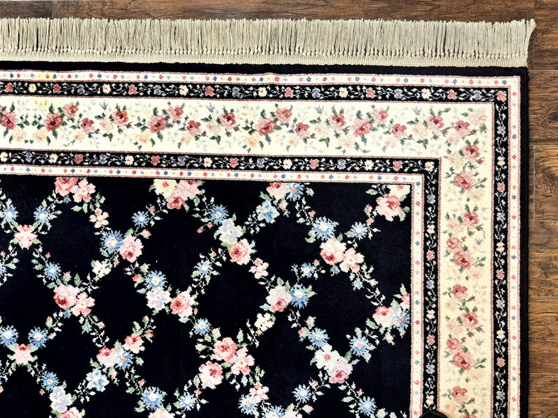 Karastan Rug 8.8 x 12, Garden of Eden #509/1270, Ebony Trellis, Vintage Discontinued Wool Pile Karastan Carpet by Jewel Rugs