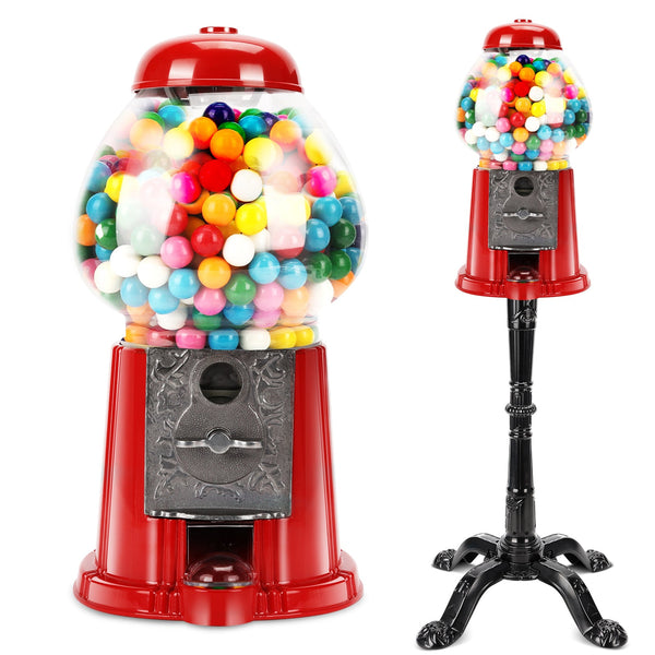 15 Inch Commercial Gumball Machine with Adjustable Dispensing - Red