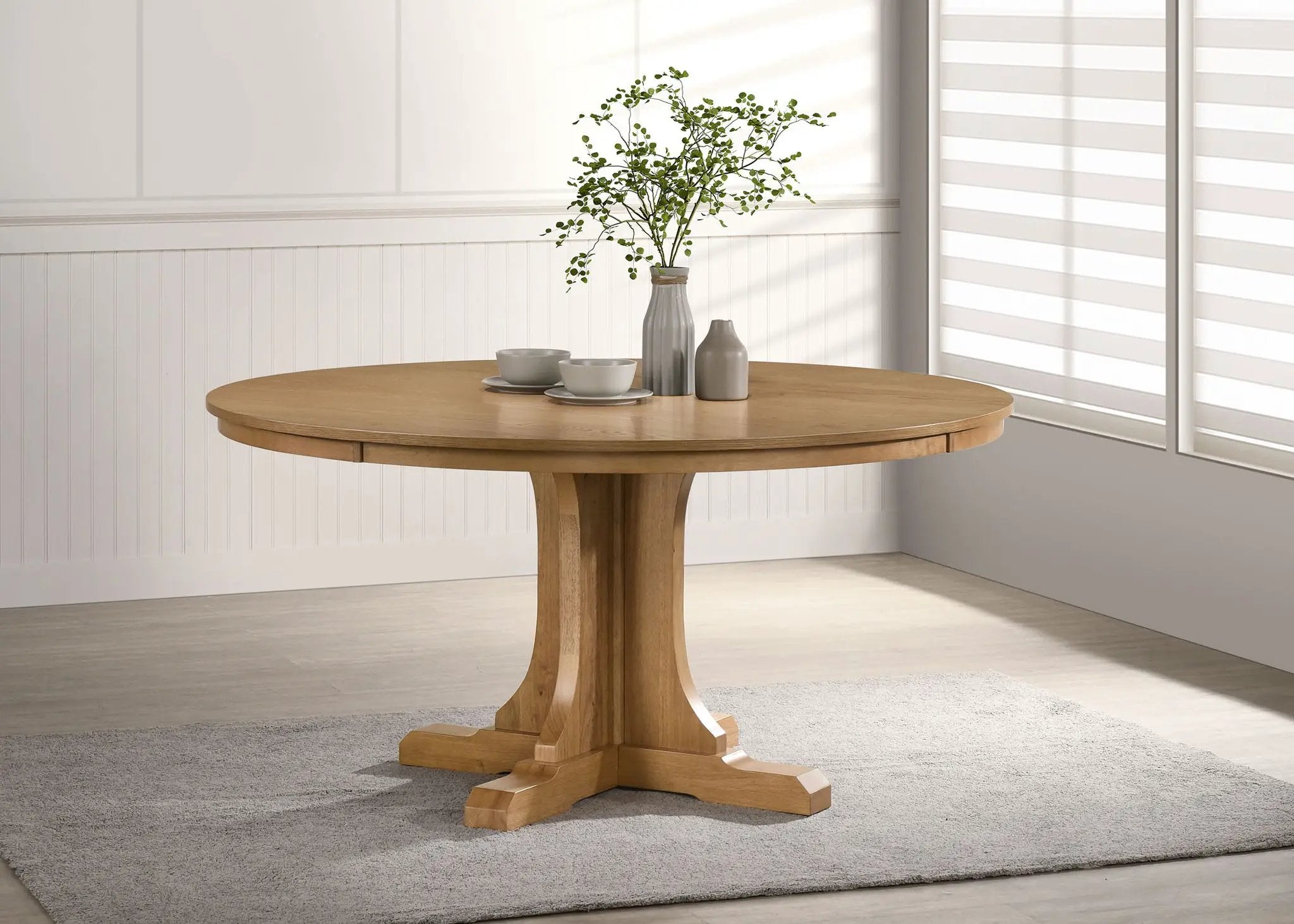 Hartville 60-inch Round Dining Table Natural Light Brown by Unique Piece Furniture