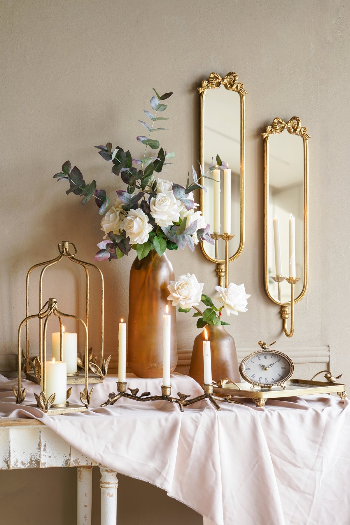 Distressed Gold Iron Lantern Set of 2 with Arched Design - Gold, photo 8 of 10