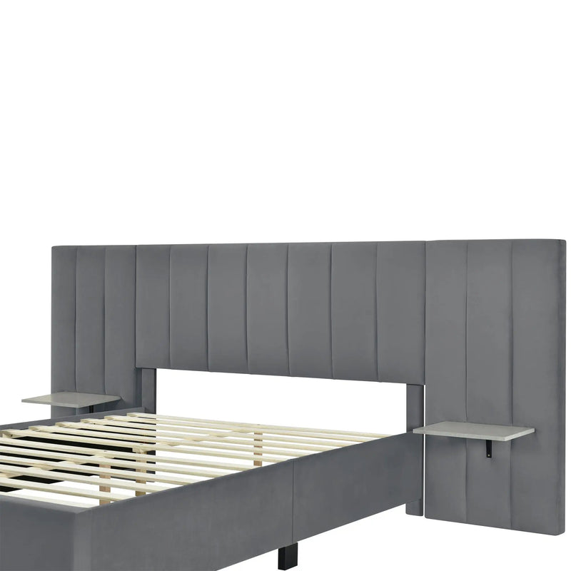 Upholstered Platform Bed With Big Headboard by HouseOfZazla