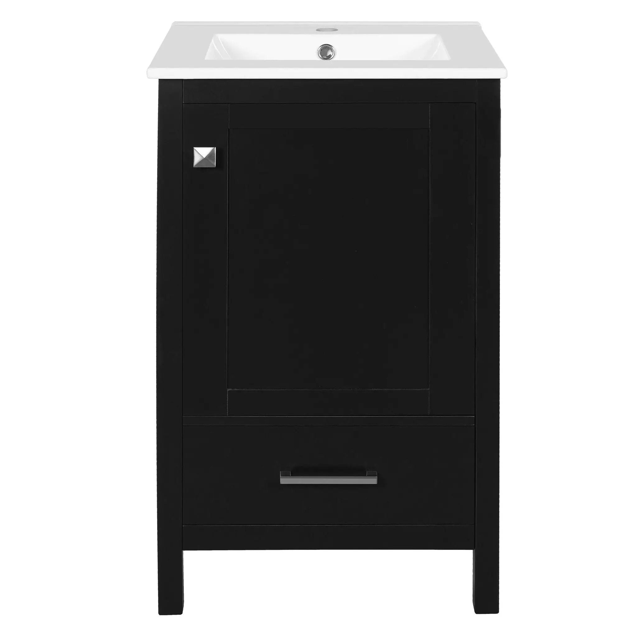 Bathroom Vanity With Ceramic Sink, Soft Close Drawers, Door Organizer, Divider Drawer, Adjustable Foot Pads by HouseOfZazla