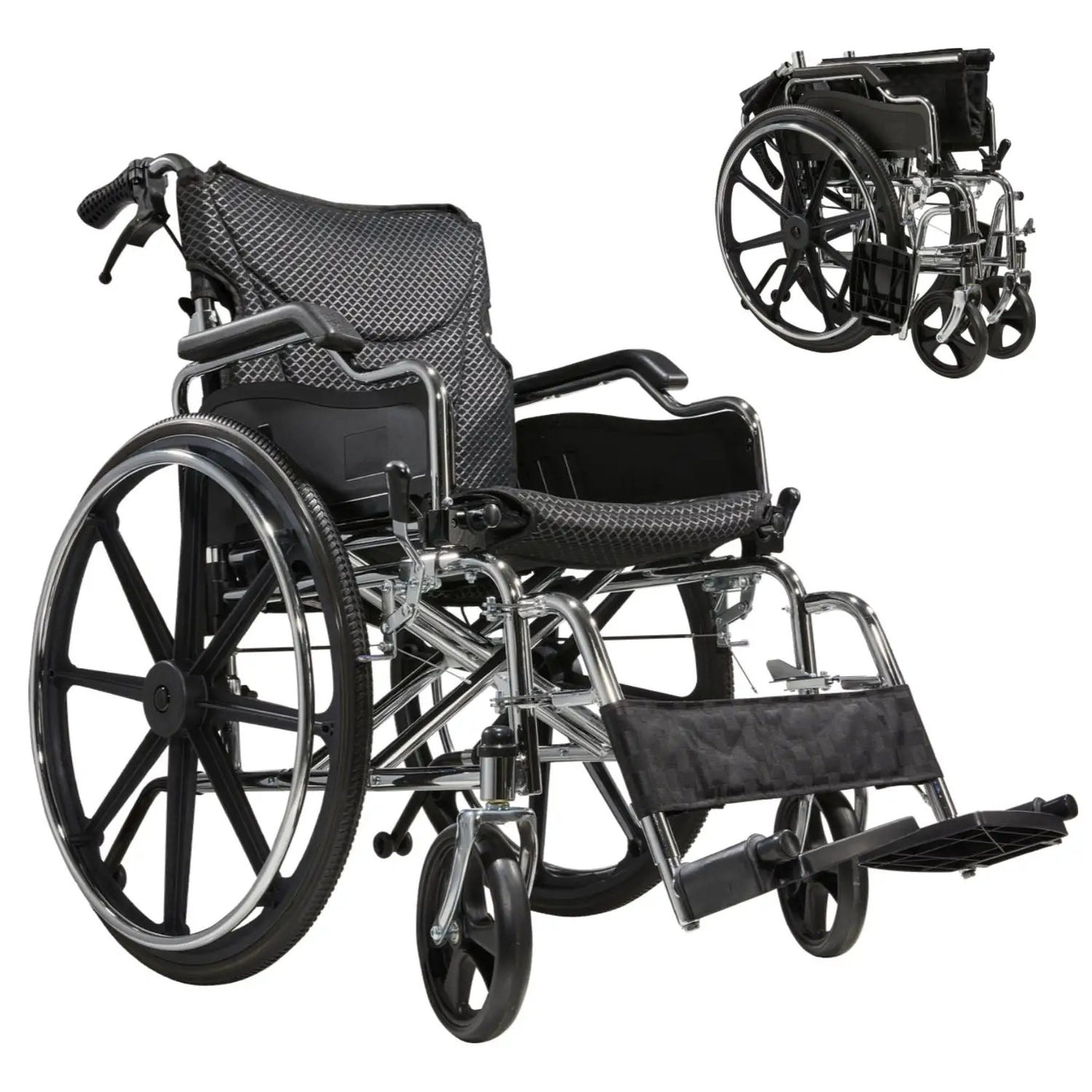 Lightweight Foldable Manual Wheelchair for Adults with Double Brakes by HouseOfZazla