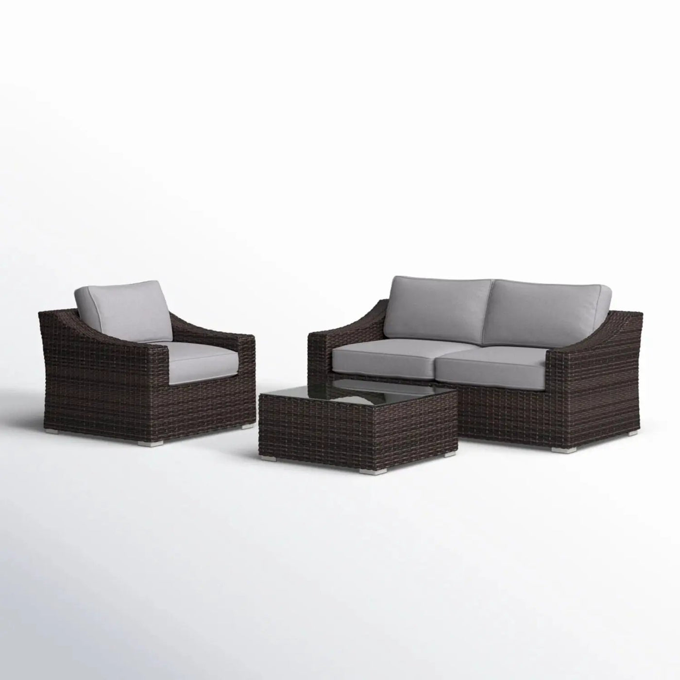 Outdoor Wicker Conversation Set With Cushions, All Weather by Unique Piece Furniture