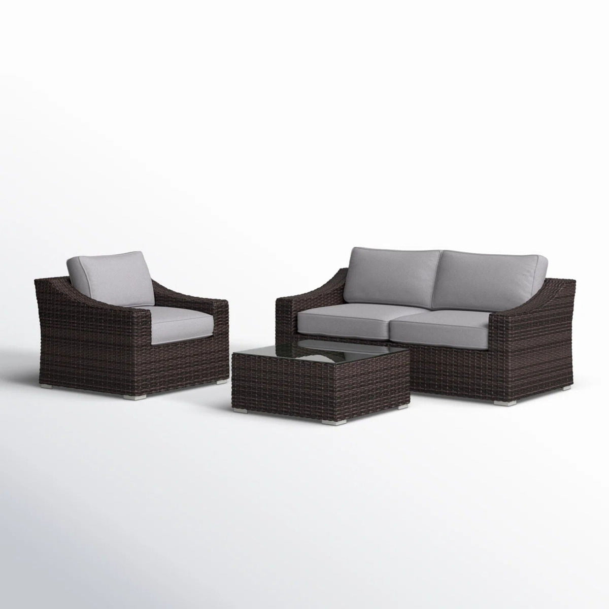 All-Weather Wicker Conversation Set with Cushions - Light Brown, Dark Gray, or Dark Brown, photo 6 of 40